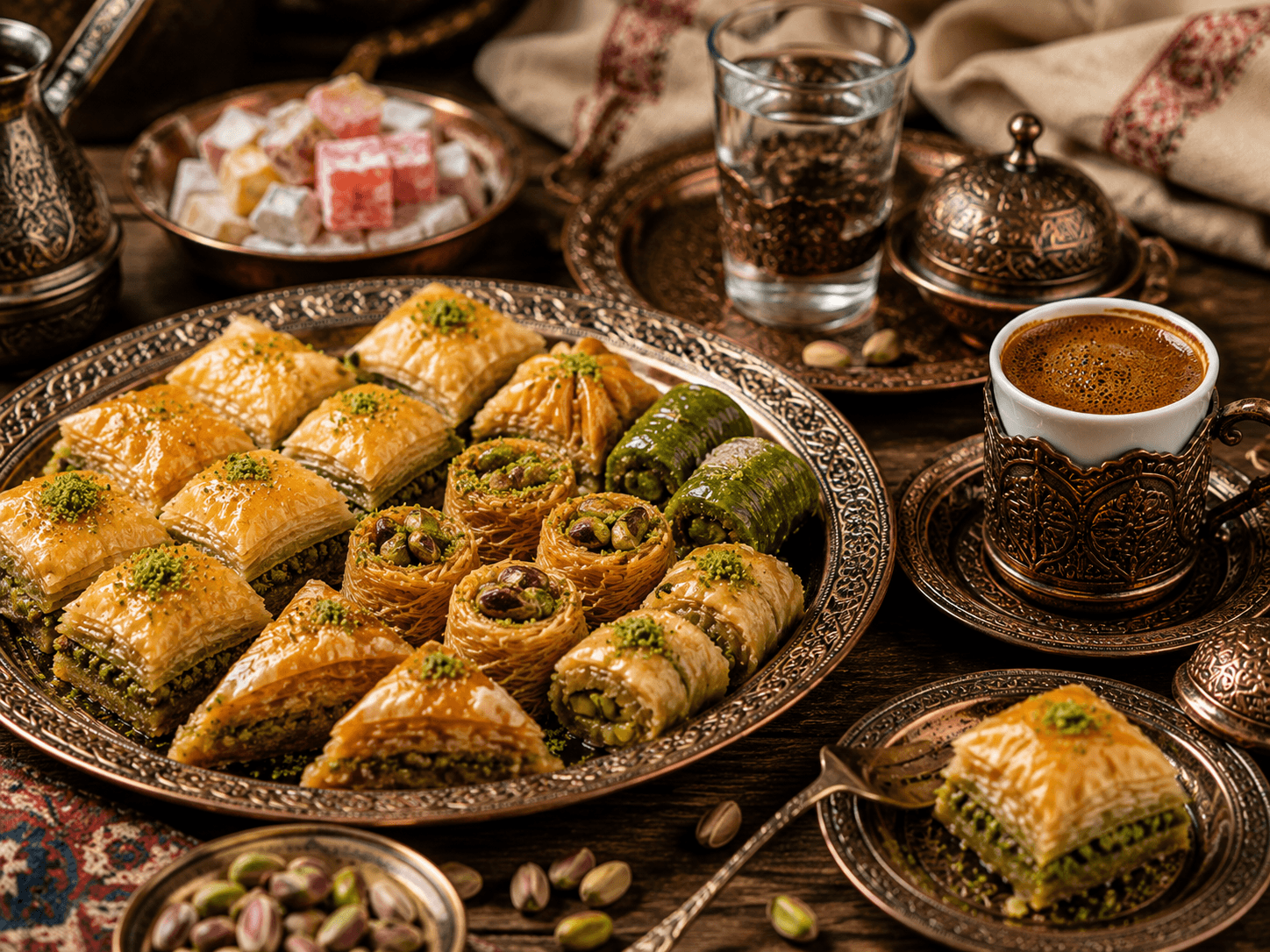المأكولات التركية — البقلاوة والقهوة
